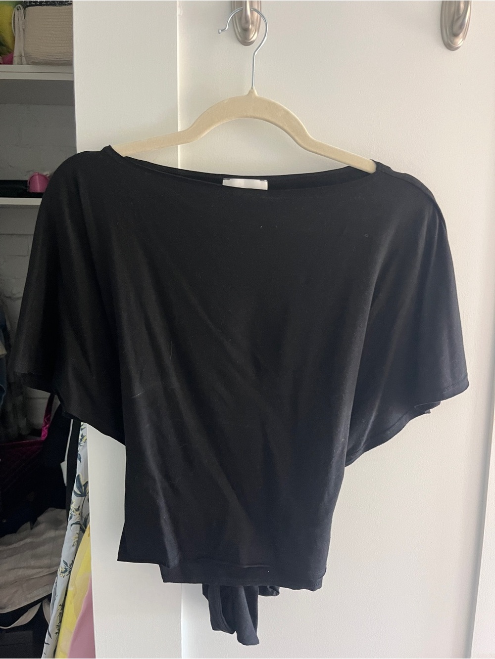 Reformation Black Short-Sleeve Boatneck Top